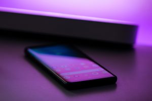 Smartphone with a purple background