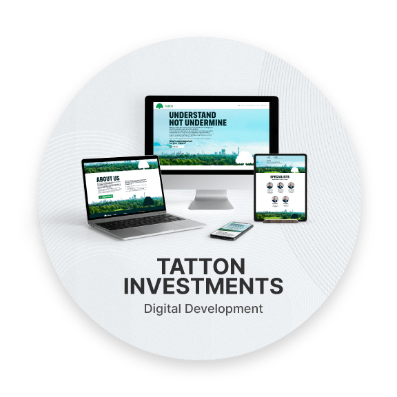 Tatton website launched on I phone I pad and desktop in the image