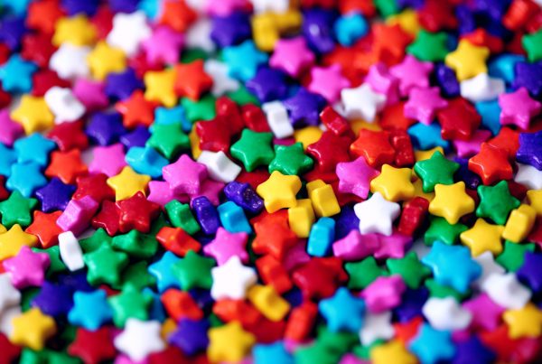 Brightly coloured star candy