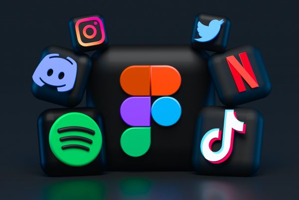 social media icons on a black background
