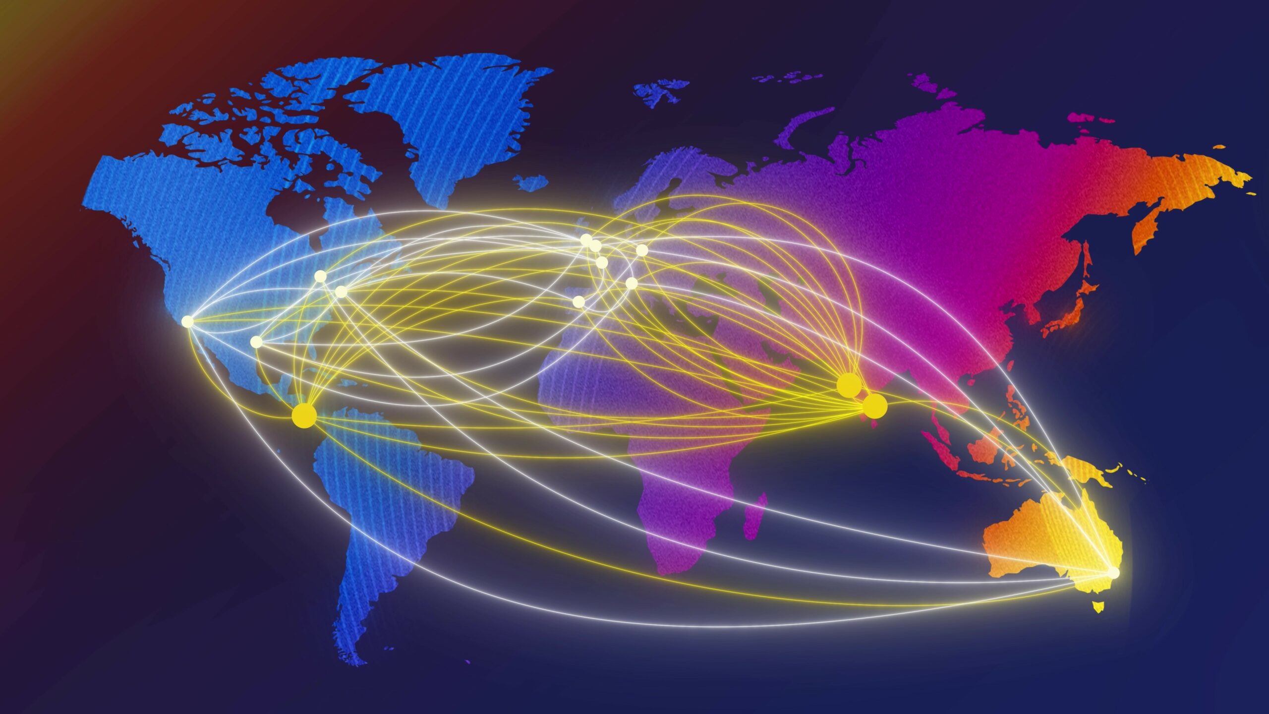 Map of the world production hubs